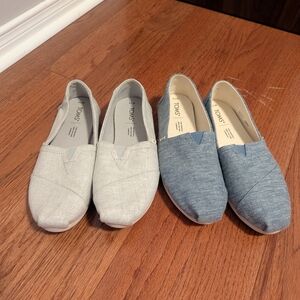 Two For $25! TOMS Women's Casual Slip-On Shoes - Gray and Denim Blue